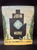 An RAC 'Join Here and get the benefit of RAC Service' celluloid sign, signed Martin to bottom right,