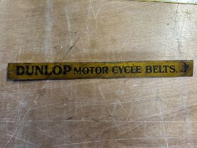 A Dunlop Motor Cycle Belts tin shelf strip, 18 x 1 3/4".