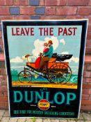 A very rare Dunlop Fort tin advertising sign 'Leave The Past, The Tyre for Modern Motoring