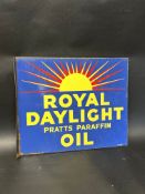 A 1930s Royal Daylight Pratts Paraffin Oil double sided enamel advertising sign with hanging flange,