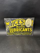 A rare Price's Motor Lubricants tin advertising sign, 1913, 21 x 14".
