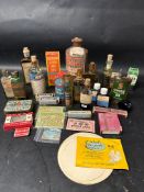 A selection of early packaging including Stephens' Ink writing fluid, ointments, polish, machine