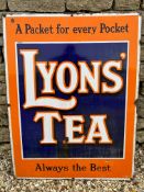 A large Lyons' Tea enamel advertising sign, 30 x 40".