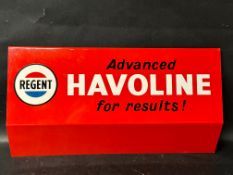 An advertising sign for Regent Havoline, 20 1/2 x 11 1/4".