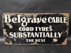 A rare and early enamel advertising sign for Belgrave Cable Cord Tyres - Substantially The Best,