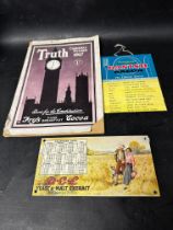 A blotter with 1940 calendar for D.C.L Yeast & Malt Extract, a 1960 hanging calendar with recipes