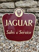 A Jaguar Sales and Service enamel advertising sign of good colour, 18.5 x 19 3/4".
