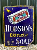 A Hudson's Extract of Soap pictorial packet enamel sign, 32 x 42".