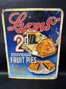 A Lyons' Individual Fruit Pies hanging showcard, 15 x 19 1/4".