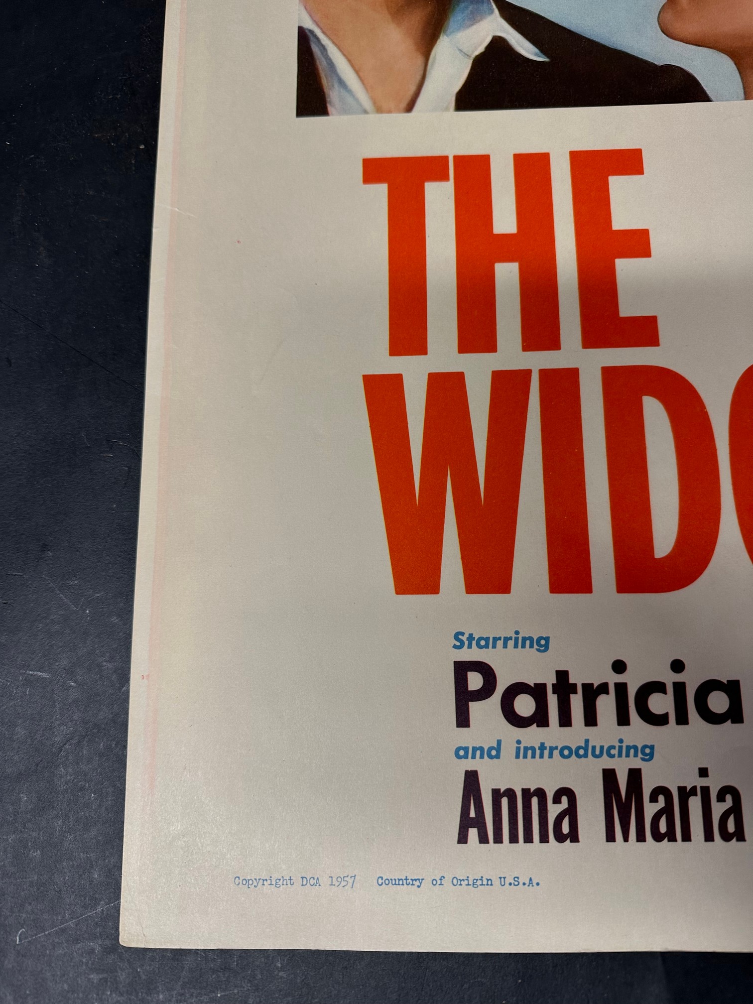 An original 1957 USA film poster for The Widow starring Patricia ROC, Anna Maria Ferrero, a John - Image 4 of 9