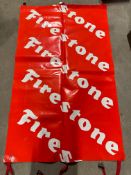 A Firestone (tyres) banner, 63 x 38 1/2".