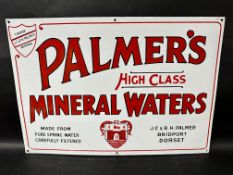 A Palmer's High Class Mineral Waters enamel advertising sign, 21 x 14 1/2".
