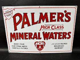 A Palmer's High Class Mineral Waters enamel advertising sign, 21 x 14 1/2".