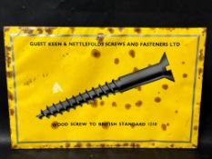 A rare pictorial celluoid hanging showcard sign advertising Guest Keen & Nettlefolds Screws and