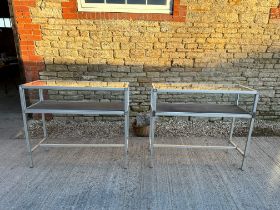 A pair of display cabinets, glazed to top, front and sides with back access.