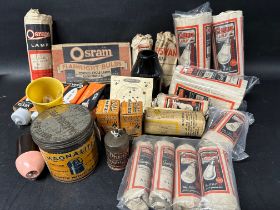 A good selection of wartime lamps, light bulbs, night lights, a Magnalite magnetic inspection