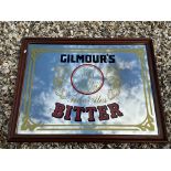 A reproduction advertising pub mirror for Gilmour's Bitter, 31 1/2 x 24 1/2".