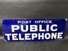 A Post Office Public Telephone enamel sign by Willing & Co. Ltd. Works, London, 33 x 12".