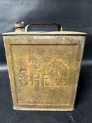 A Shell two gallon petrol can with plain cap, marked E1 to base.