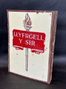 A County Library double sided enamel advertising sign with hanging flange, unusually to one side