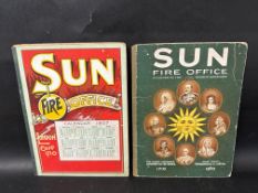 Two Sun Fire Office Insurance blotters, 1907 and 1910.