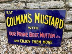 A Colman's Mustard 'Prime Beef, Mutton etc.' enamel advertising sign, 22 x 14".