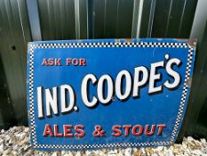 An Ind, Coope's Ales & Stout rectangular enamel sign by Stocal, 28 x 20".