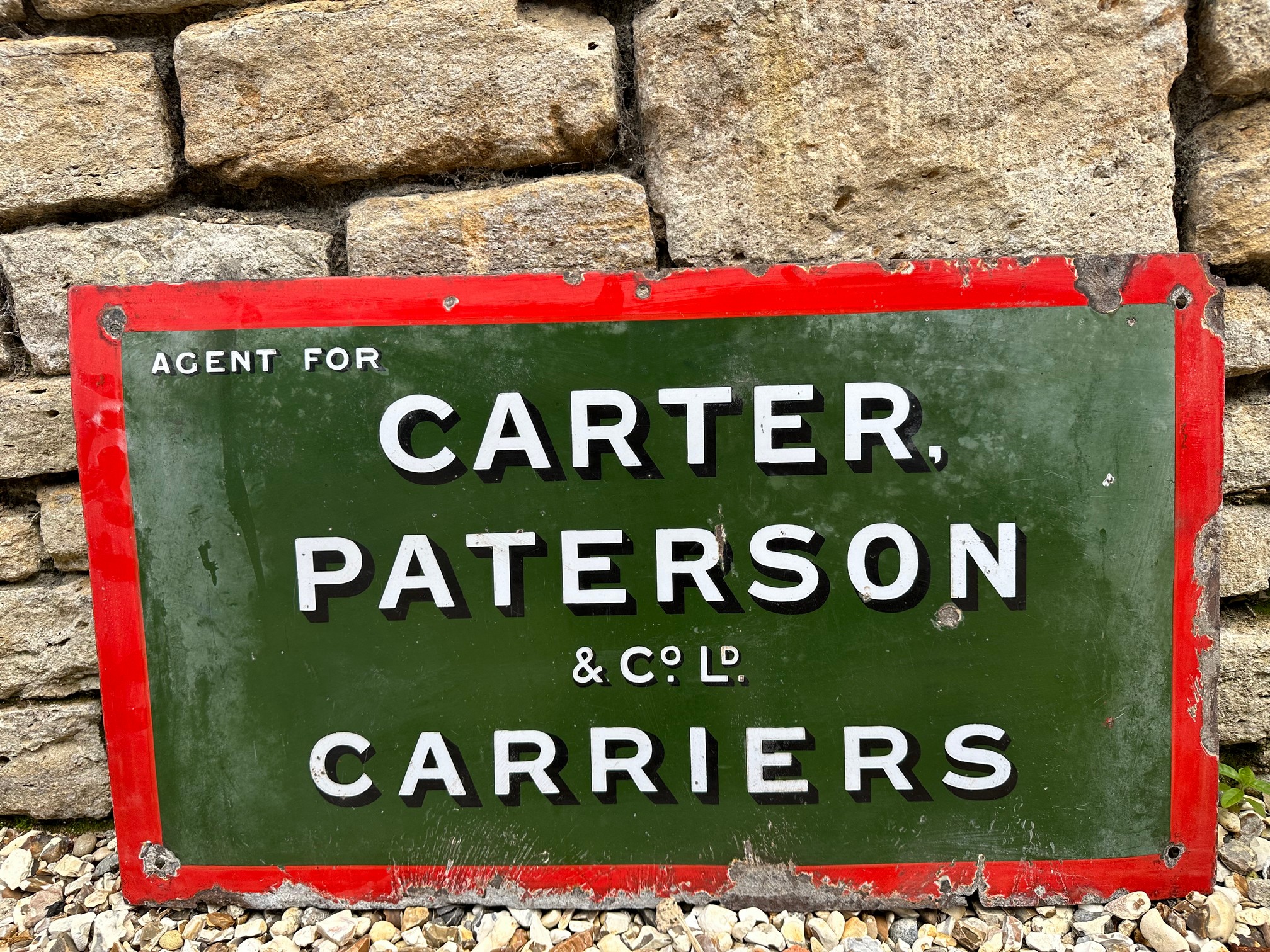 A Carter Paterson & Co. Ltd. Carriers rectangular enamel sign, 31 x 17 3/4.
