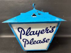 A Player's Please lantern with two printed and two plain glass panels, 14