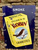 An Ogden's Robin Cigarettes enamel advertising sign, 24 x 36".