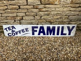 An unusual, if not unique, Tea & Coffee Family enamel sign, 68 1/2 x 12".