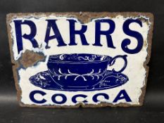 A Barrs Cocoa Victorian enamel sign, 14 x 10