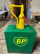 A restored garage oil pump/dispenser with BP logo and applied badge for Prices Lubricants, 24 x 13 x