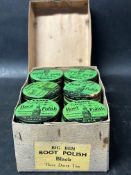 A complete set of 36 Lane's Boot Polish tins in original shop display box, ''Big Ben'' Brand Black.