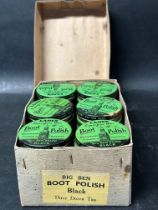 A complete set of 36 Lane's Boot Polish tins in original shop display box, ''Big Ben'' Brand Black.