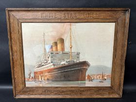 A White Star Line shipping showcard, stamped in frame, 26 1/4 x 20 3/4".