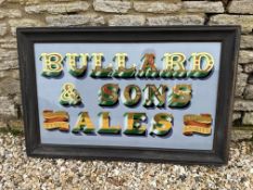 An early and original glass advertising sign with gilding for Bullard & Sons Ales, 46 x 29 1/4".