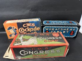 Three large C.W.S. Soap display boxes.