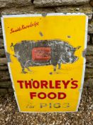 A Thorley's Food for Pigs enamel advertising sign by Wood & Penfold Ltd., 20 x 30".