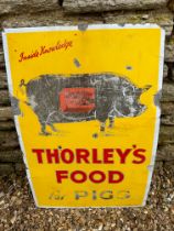 A Thorley's Food for Pigs enamel advertising sign by Wood & Penfold Ltd., 20 x 30".