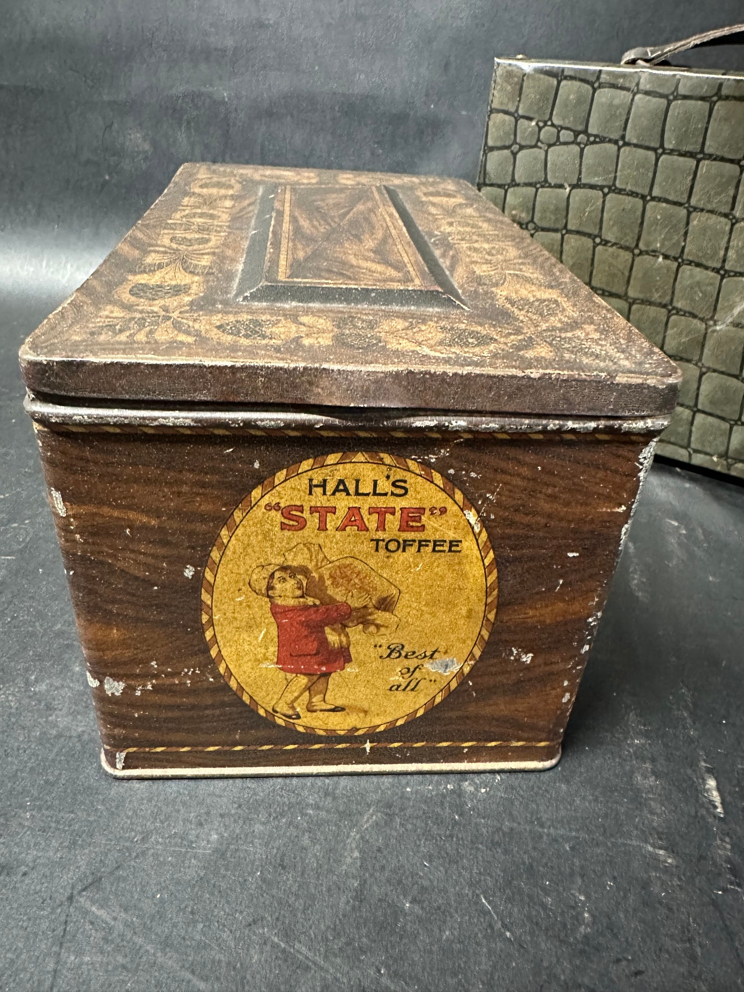 A Turnwright's Toffee De-Light tin in the form of a suitcase and a Hall's State Toffee tin with - Image 5 of 15