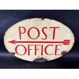 A Post Office double sided enamel advertising sign, as fitted to the top of pillar box post boxes,