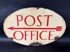 A Post Office double sided enamel advertising sign, as fitted to the top of pillar box post boxes,