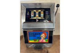 A Bally of Chicago 'Golden Girl' Electro-mechanical one armed bandit fruit machine.
