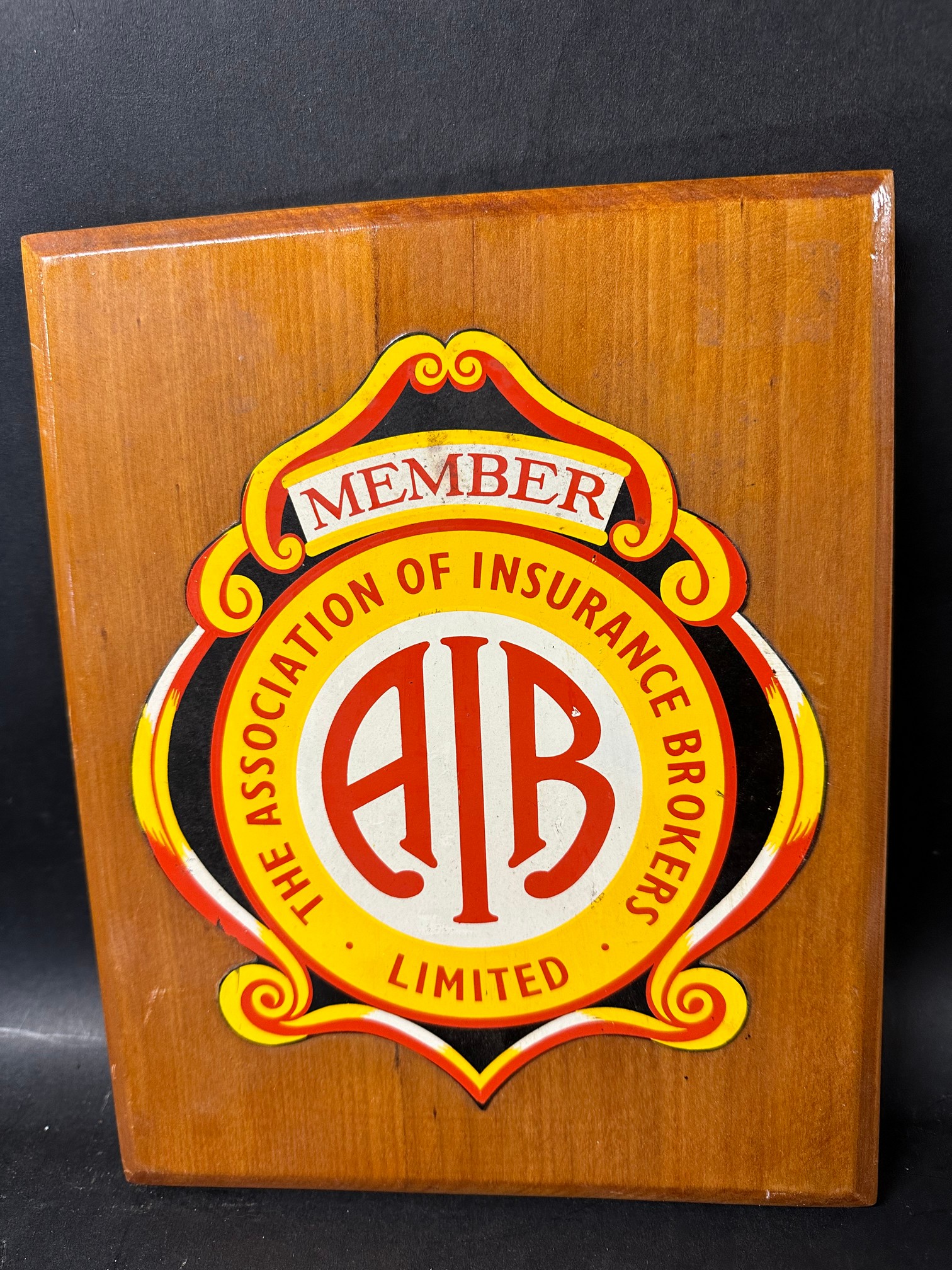 An AIB member plaque mounted on wood, The association of Insurance Brokers Limited, 8 1/4 x 10 1/ - Image 3 of 3