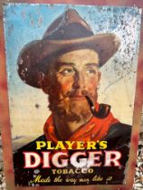 A Player's Digger Tobacco 'Made the way men like it' tin advertising sign, 19 1/2 x 29" (sign