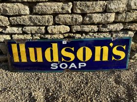 An early Hudson's Soap rectangular enamel sign, 41 x 11 3/4".