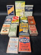 A selection of early domestic packaging to include soap flakes, soap powder, soap crystals etc (