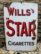 A Wills's Star Cigarettes rectangular enamel sign, 24 x 36".