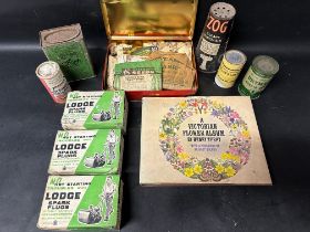 A selection of early packaging for Lodge Spark Plugs (for lawnmowers), seeds etc.